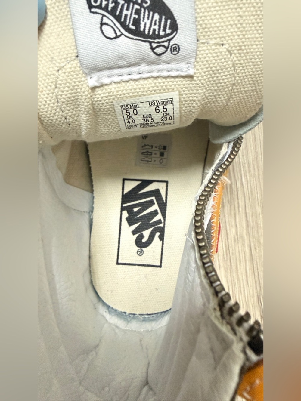 Vans Cream and White Canvas High-Top Sneaker us Men 5 / us women 6.5 - Picture 10 of 10